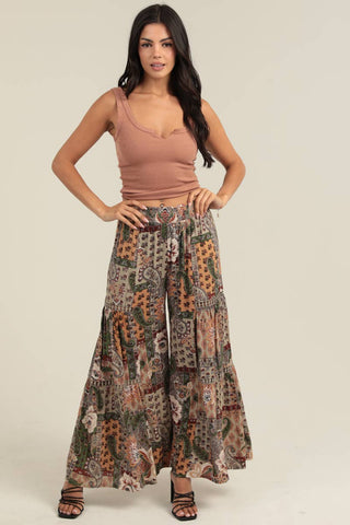 Angie WIDE LEG PANTS WITH LACE INSERTS