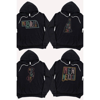 SOUTH DAKOTA Neon State Shape Graphic Hoodies