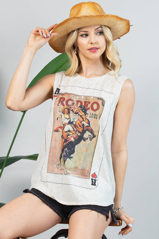 KEITH VINTAGE WESTERN GRAPHIC SLEEVELESS TOP AV 079