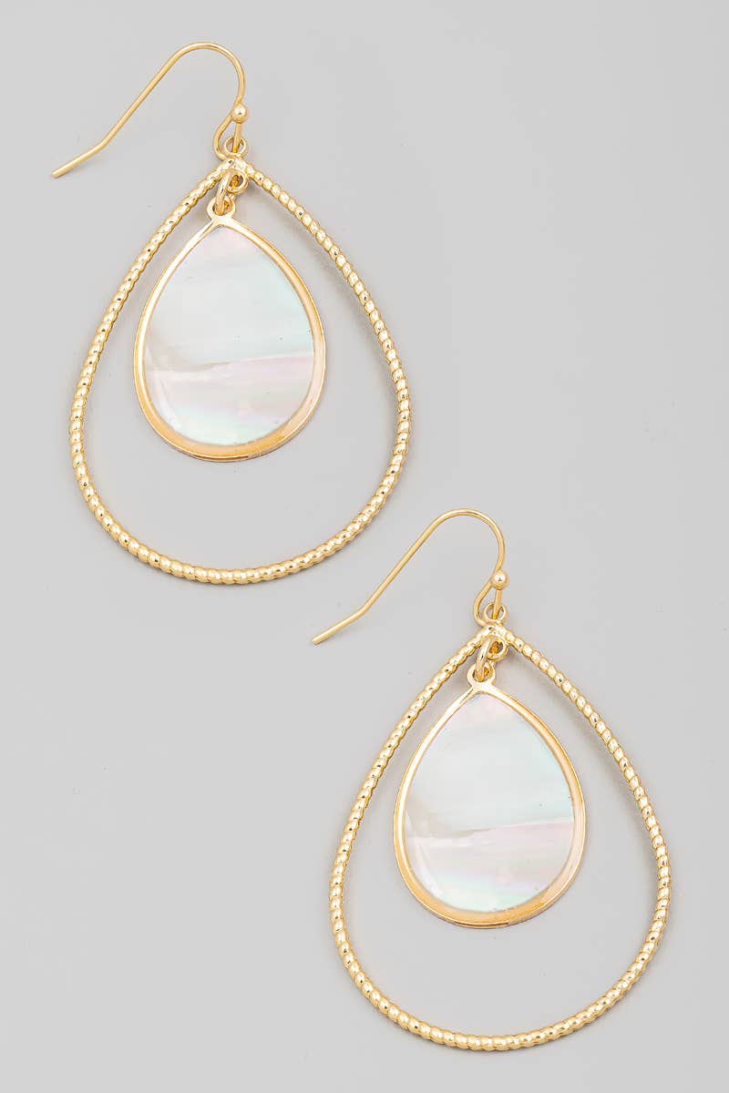 Pearly And Metallic Tear Dangle Earrings