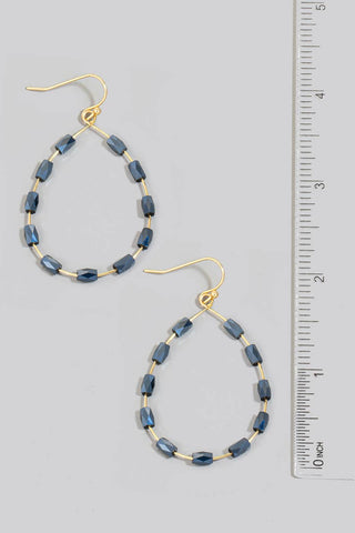 Faceted Glass Tube Beaded Tear Dangle Earrings