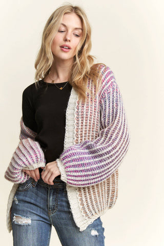 CLEARANCE MULTI COLOR OMBRE SWEATER CARDIGAN