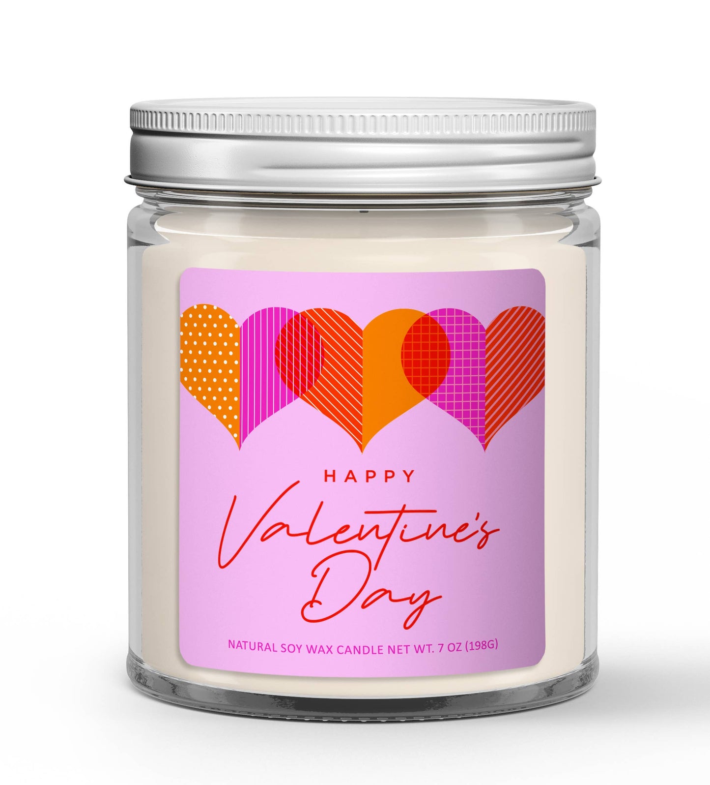 Happy Valentine's Day Hearts Row - Valentine's Day Candle