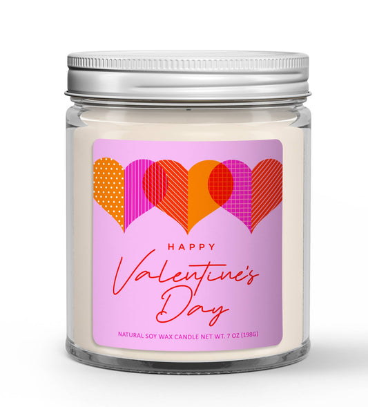 Happy Valentine's Day Hearts Row - Valentine's Day Candle