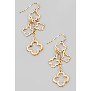 Metallic Clover Charms Chain Dangle Earrings