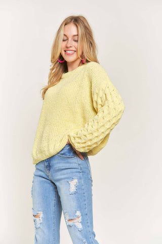 CLEARANCE Adora- PUFF SLEEVE SWEATER TOP in yellow