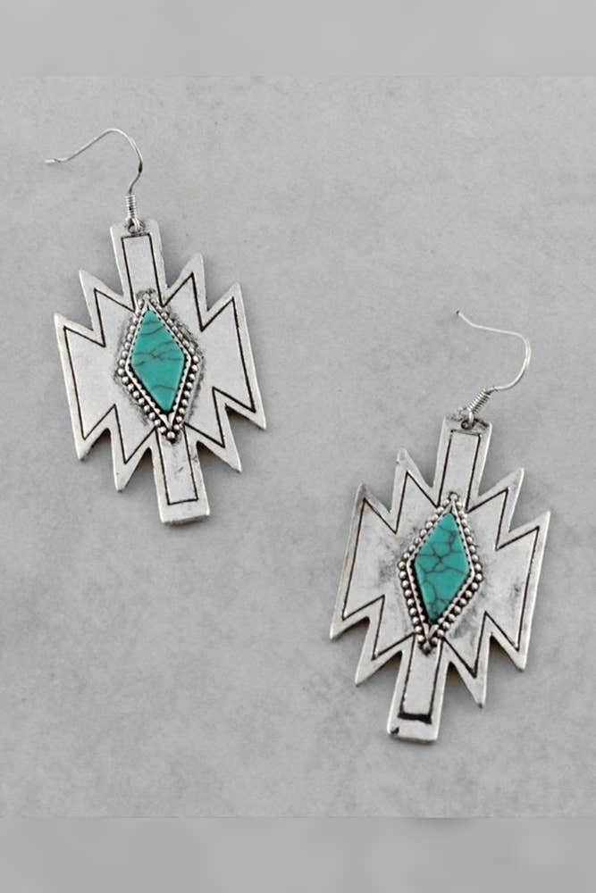 Diamond Turquoise Ethnic Earrings