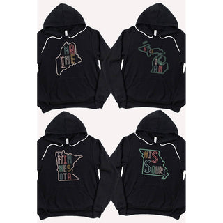 SOUTH DAKOTA Neon State Shape Graphic Hoodies