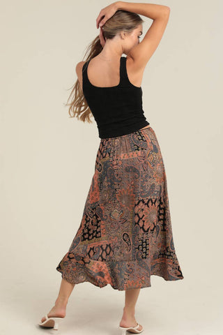 Angie RUFFLE SIDE SLIT MID LENGTH SKIRT