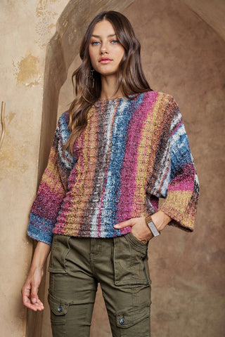 CLEARANCE - MULTI COLOR SWEATER TOP