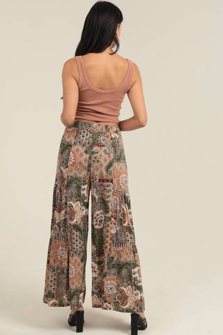 Angie WIDE LEG PANTS WITH LACE INSERTS