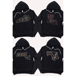 SOUTH DAKOTA Neon State Shape Graphic Hoodies