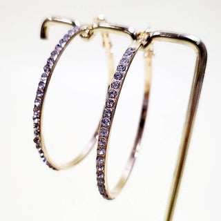 Gold or Silver Stone Hoop Earrings with diamond accents