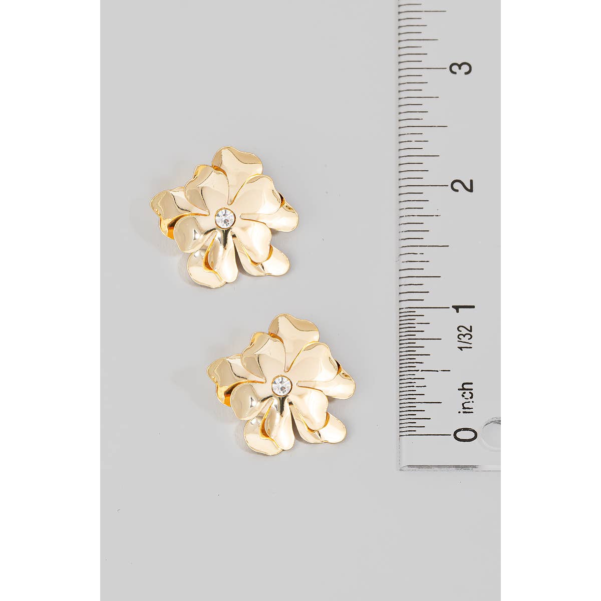 Metallic Layered Flower Stud Earrings