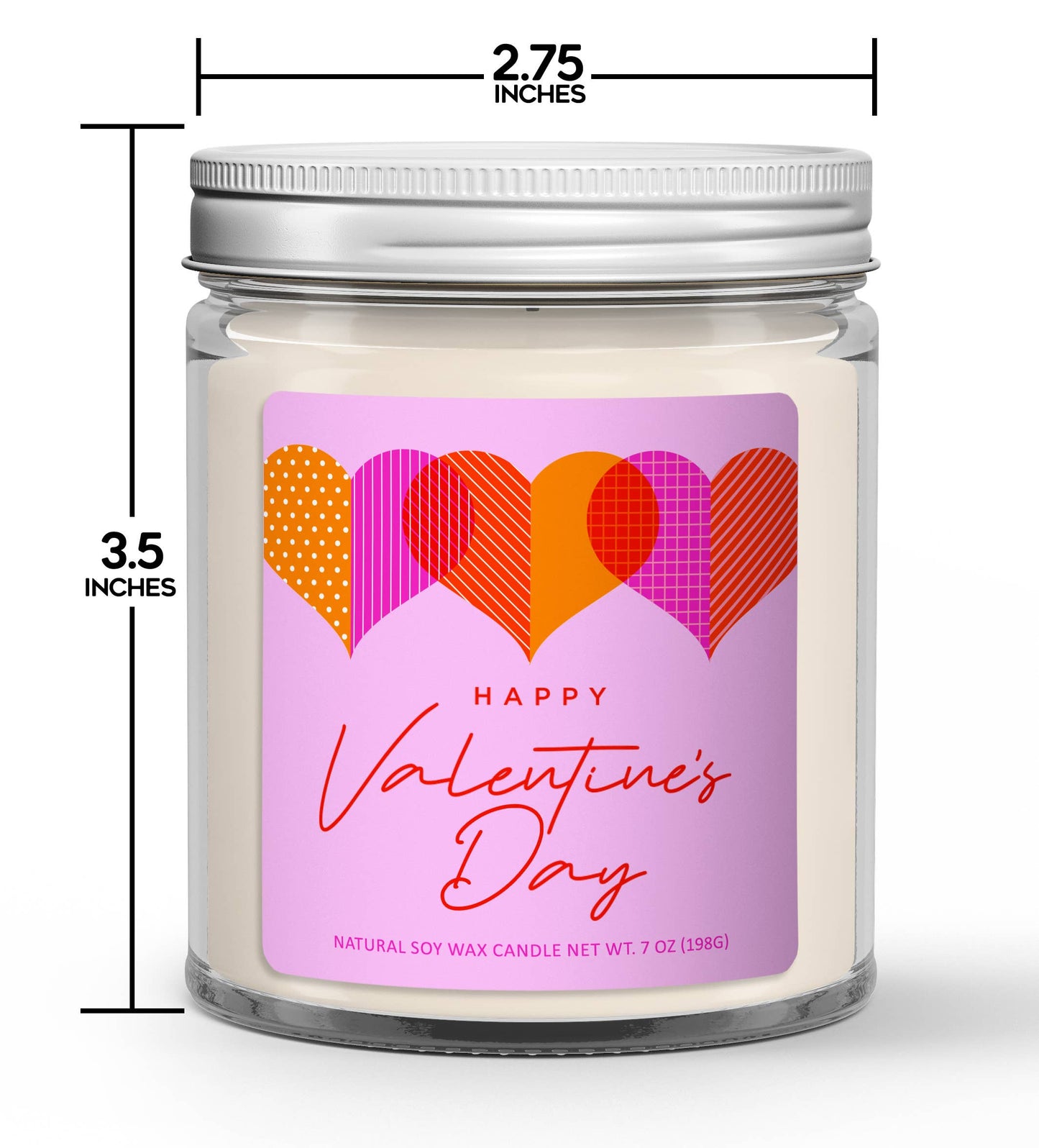 Happy Valentine's Day Hearts Row - Valentine's Day Candle