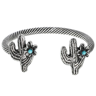 Turqoise Western Double Cactus Cable Cuff Bracelet