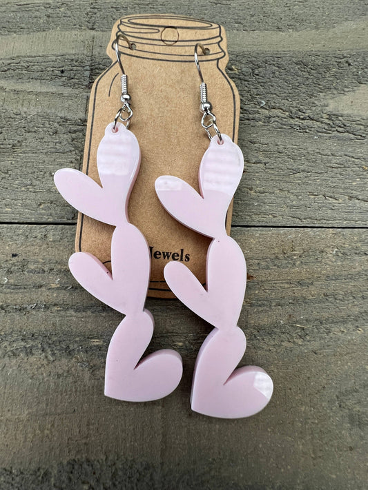 Light Pink Acrylic Stacked Heart Valentine's Earrings