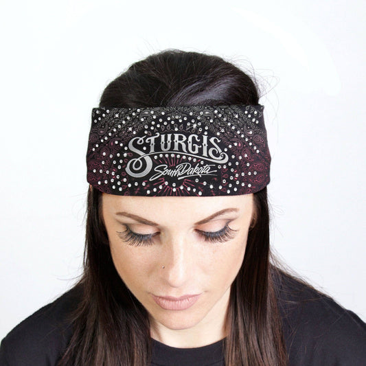 Hot Leathers Bling Bands Sturgis Bandana Rhinestone Crystal Headband Wraps