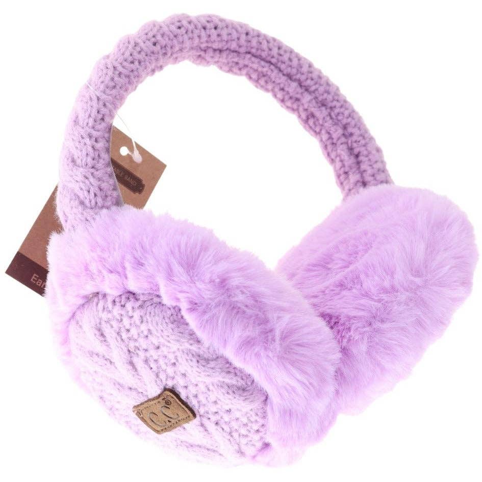 Cable Knit Faux Fur Earmuff EM3661