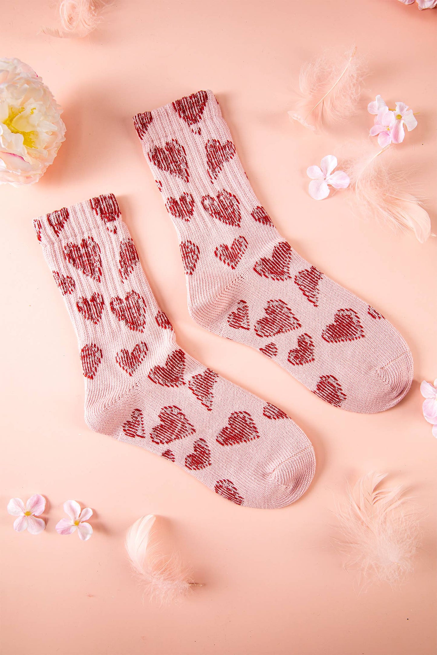 Vintage Heart Pattern Combed Cotton Socks