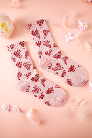 Vintage Heart Pattern Combed Cotton Socks