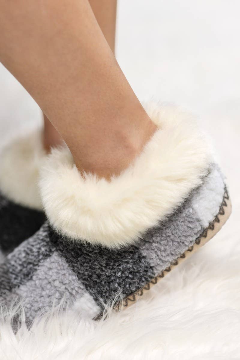 Buffalo Check and Fur Slippers