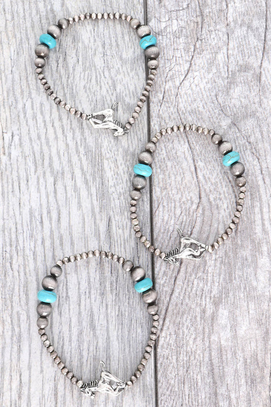 Navajo Pearl Turquoise Beaded Bracelet Set