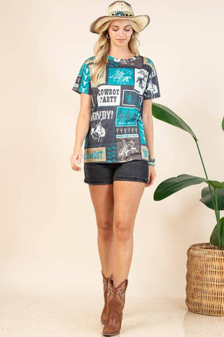 CLEARANCE PENNY WESTERN RODEO PRINT T-SHIRT