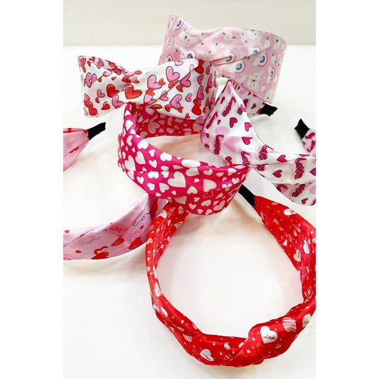 Satin Heart Print Headband