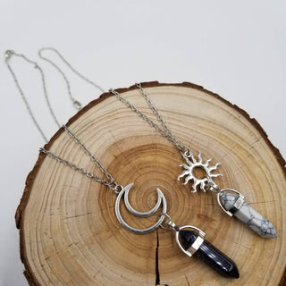 Natural Healing Stone Pendant Necklace - Set Of 2