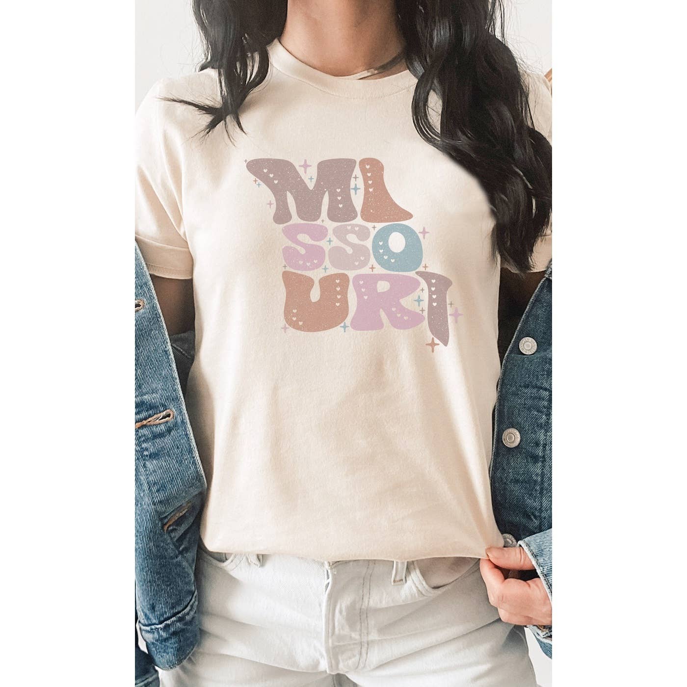 SOUTH DAKOTA Adorned, Bubble Letter, State Shape Graphic Tees
