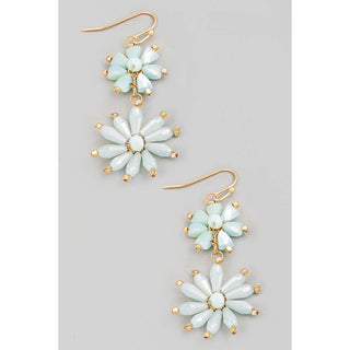 Beaded Flower Chain Dangle Earrings
