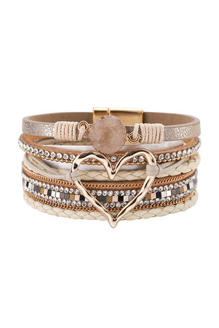 Bohemian Heart Pendant Bracelet