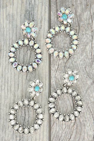 Sophia Collection Western Open Circle Turquoise Gemstone Earrings