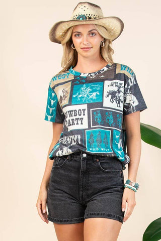 CLEARANCE PENNY WESTERN RODEO PRINT T-SHIRT