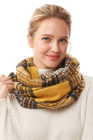 Women's Winter Plaid Patterned Infinity Scarf