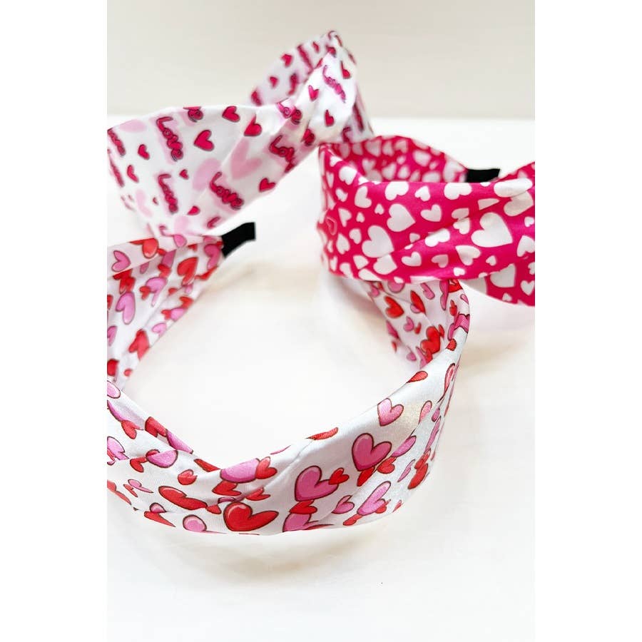 Satin Heart Print Headband