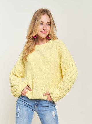 CLEARANCE Adora- PUFF SLEEVE SWEATER TOP in yellow