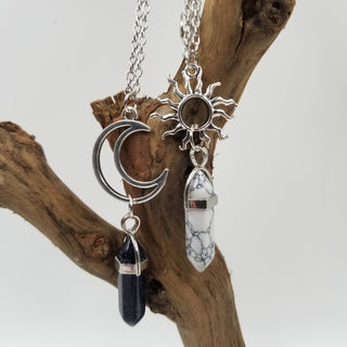 Natural Healing Stone Pendant Necklace - Set Of 2
