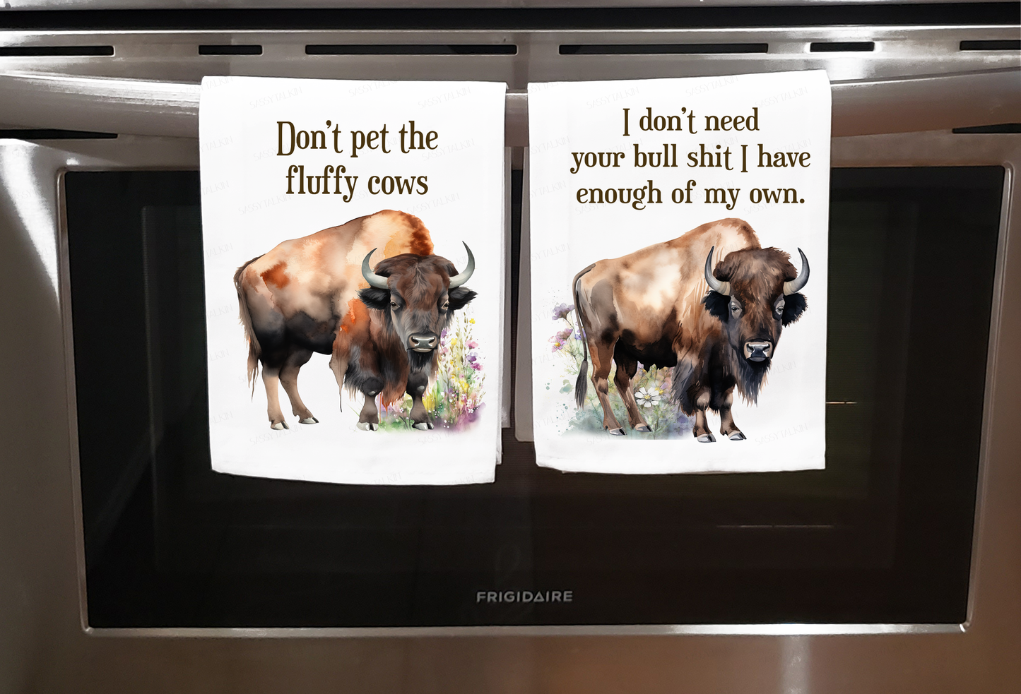 Animal, Dish Towel, Bison