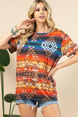 CLEARANCE AZTEC PRINT SHORT SLEEVE T-SHIRT