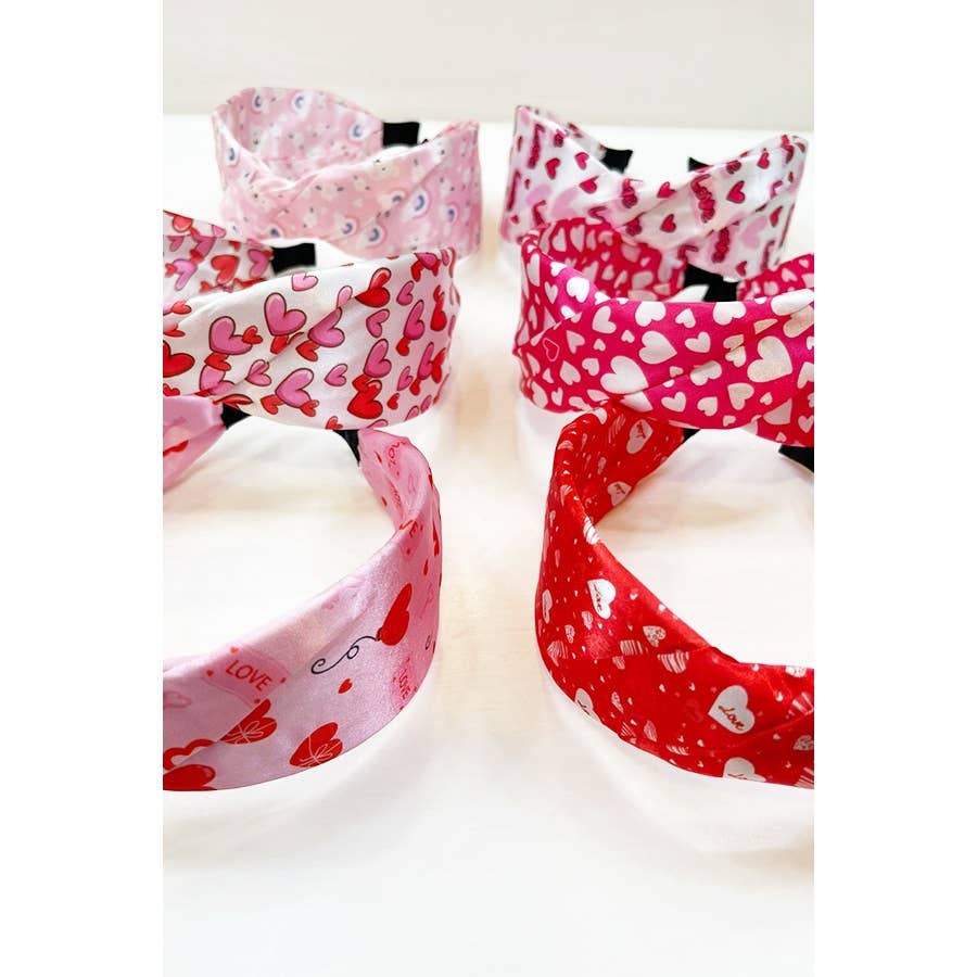 Satin Heart Print Headband