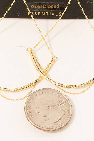 Gold Dipped Curved Bar Chain Drop Earrings