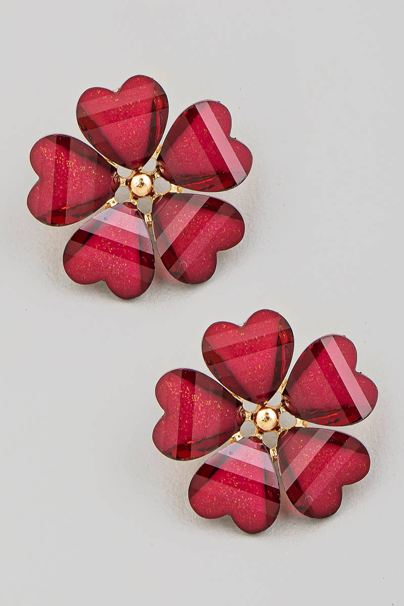 Heart Petal Flower Stud Earrings