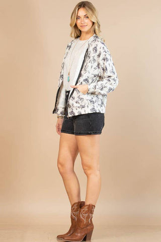 CHLOE BUCKING HORSES PRINT OPEN FRONT ZIPPER
