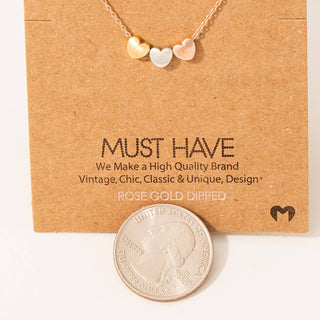 Dainty Three Heart Pendant Necklace