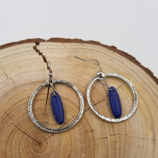 Handmade Natural Lapis Lazuli Round Earrings