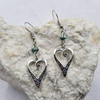 Turquoise Open Heart Dangle Earrings