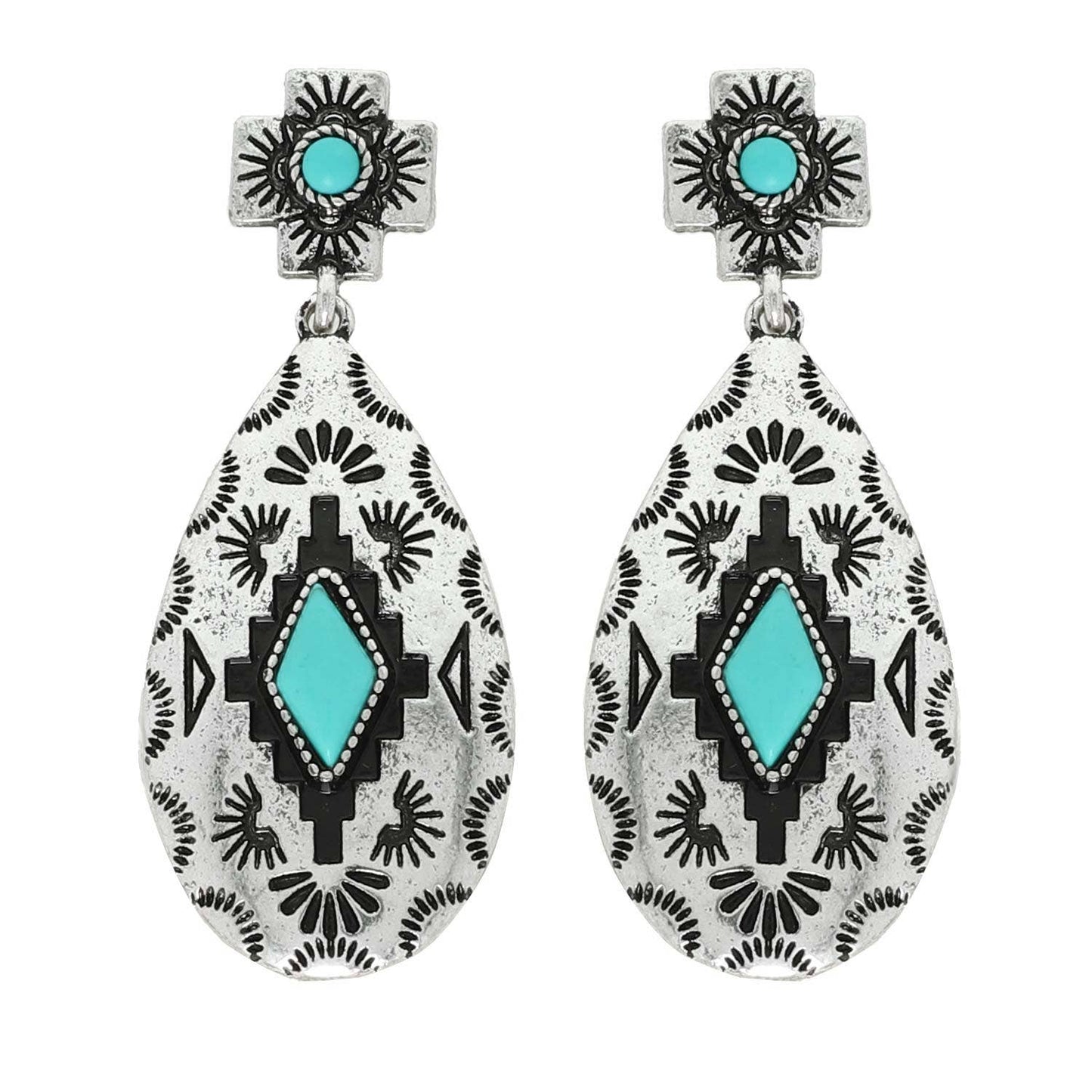 2-Tier Western Turquoise Teardrop Earrings Sophia collection