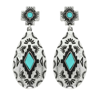 2-Tier Western Turquoise Teardrop Earrings Sophia collection